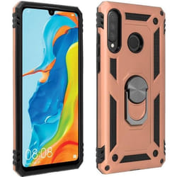 Coque - AVIZAR - P30 Lite - Bi-matières - Rose gold - Bague support vidéo