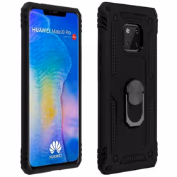 Coque - AVIZAR - Mate 20 Pro - Bi-matières - Bague de maintien - Support vidéo noir