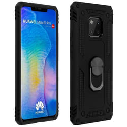 Coque - AVIZAR - Mate 20 Pro - Bi-matières - Bague de maintien - Support vidéo noir