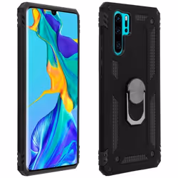 Coque - AVIZAR - P30 Pro - Bi-matières - Bague de maintien - Support vidéo noir