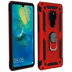 Coque - AVIZAR - Mate 20 - Bi-matières - Rigide et Souple - Support Vidéo Rouge