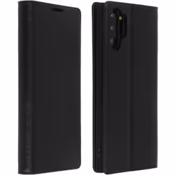 Étui Galaxy Note 10 Plus - AVIZAR - Cuir Véritable - Porte-cartes - Support Vidéo - Noir