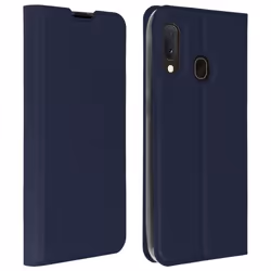 Housse pour Samsung Galaxy A20e - AVIZAR - Étui Folio - Éco-cuir - Support Vidéo - Bleu nuit