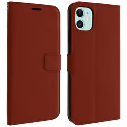 Housse iPhone 11 - AVIZAR - Vintage - Cuir Marron - Support Vidéo - Protection Magnétique