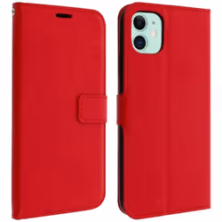 Housse iPhone 11 - AVIZAR - Vintage Rouge - Protection intégrale - Support vidéo - Rangements cartes