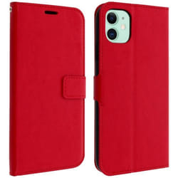 Housse iPhone 11 - AVIZAR - Vintage Rouge - Protection intégrale - Support vidéo - Rangements cartes