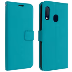 Housse pour Samsung Galaxy A20e - Vintage - Bleu turquoise - Souple - Aimantée - Support vidéo