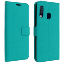 Housse pour Samsung Galaxy A20e - Vintage - Bleu turquoise - Souple - Aimantée - Support vidéo