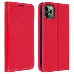 Étui Folio - AVIZAR - iPhone 11 Pro Max - Cuir Véritable - Rouge - Support Vidéo