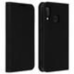 Étui Folio - AVIZAR - Galaxy A20e - Cuir Véritable - Support Vidéo - Porte Cartes Noir