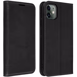 Étui Folio - AVIZAR - iPhone 11 - Cuir Véritable - 3 Porte-cartes - Support Vidéo