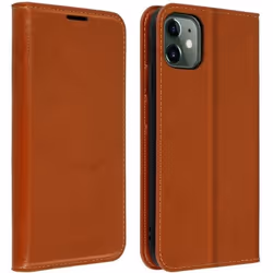 Étui Folio - AVIZAR - iPhone 11 - Cuir Véritable - Porte-cartes - Support Vidéo - Marron