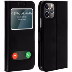 Housse iPhone 11 Pro - AVIZAR - Coque Souple - Protection Double Fenêtre - Fonction Support - Noir