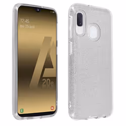 Coque de protection - AVIZAR - Samsung Galaxy A20e - Pailleté - Semi-rigide - Gris argenté