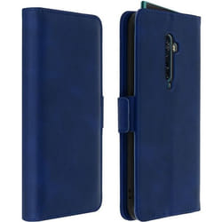 Étui Folio - AVIZAR - Oppo Reno 2 - Éco-cuir - Support - Porte-carte - Bleu nuit