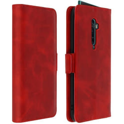 Étui Folio - AVIZAR - Oppo Reno 2 - Éco-cuir Rouge - Support - Porte-carte