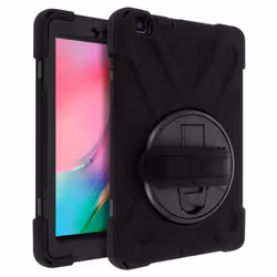 Coque Galaxy Tab A 8.0 2019 - AVIZAR - Hybride - Poignée Rotative - Béquille Support - Noir