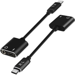 Adaptateur Audio et Charge - HL-095 - USB Type C vers Jack 3.5mm - Noir - Charge et audio simultanés