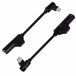 Adaptateur Audio et Charge - HL-092 - Noir - Lightning - Jack 3.5mm - Coudé
