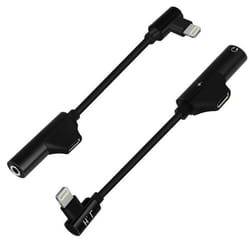 Adaptateur Audio et Charge - HL-092 - Noir - Lightning - Jack 3.5mm - Coudé