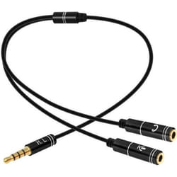 Adaptateur Audio Jack 3.5mm - Compact - Noir - Branchement Micro et Casque - 30cm - Résistant