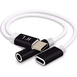 Adaptateur Audio et Charge - Noir - USB-C vers Jack 3.5mm - Compact 12cm - Compatible USB-C