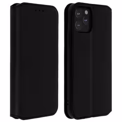 Housse iPhone 11 Pro Max - AVIZAR - Étui Folio Portefeuille - Éco-cuir - Noir - Fonction Support
