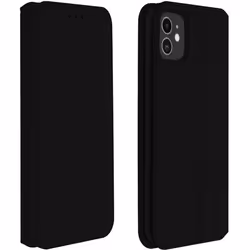 Housse iPhone 11 - AVIZAR - Étui Folio Portefeuille - Éco-cuir - Noir - Fonction Support