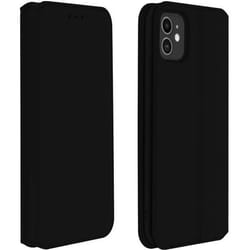 Housse iPhone 11 - AVIZAR - Étui Folio Portefeuille - Éco-cuir - Noir - Fonction Support