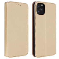 Housse iPhone 11 Pro Max - AVIZAR - Étui Folio Portefeuille - Éco-cuir - Fonction Support - Jaune
