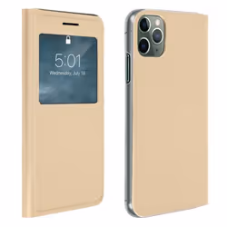 Housse iPhone 11 Pro Max - AVIZAR - Étui à Clapet - Fenêtre daffichage - Coque Rigide - Jaune