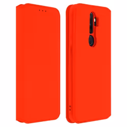 Housse - AVIZAR - Oppo A9 2020 et A5 2020 - Étui Folio Portefeuille - Éco-cuir Rouge - Fonction Support
