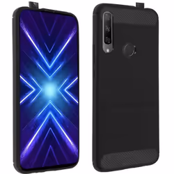 Coque arrière - Huawei - P Smart Z / Honor 9X - Silicone gel - Effet métal brossé - Noir