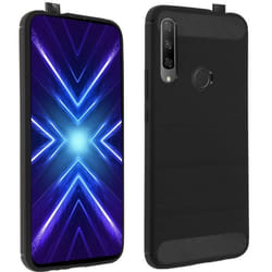 Coque arrière - Huawei - P Smart Z / Honor 9X - Silicone gel - Effet métal brossé - Noir