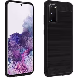 Coque - AVIZAR - Samsung Galaxy S20 - Silicone Gel - Finition Carbone - Effet Métal Brossé