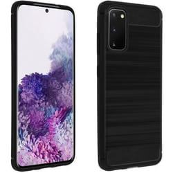 Coque - AVIZAR - Samsung Galaxy S20 - Silicone Gel - Finition Carbone - Effet Métal Brossé