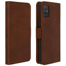 Housse pour Samsung Galaxy A51 - AVIZAR - Étui Folio - Porte-cartes - Fonction Support - Marron