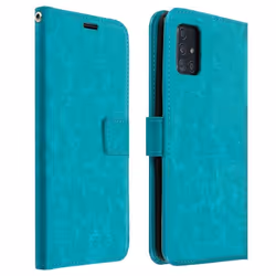Housse pour Samsung Galaxy A51 - AVIZAR - Vintage bleu - Souple - Aimantée - Support vidéo