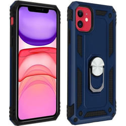 Coque - AVIZAR - iPhone 11 - Antichoc - Bi-matière - Bague Support Vidéo Bleu nuit