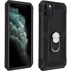 Coque iPhone 11 Pro Antichoc bi-matières Bague Support Vidéo noir AVIZAR