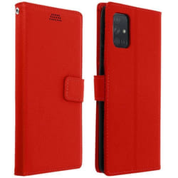 Housse pour Samsung Galaxy A51 - AVIZAR - Étui Porte Carte - Rouge - Coque Souple - Support Vidéo