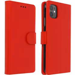Étui - AVIZAR - iPhone 11 - Housse Intégrale - Porte-cartes - Fonction Support Rouge