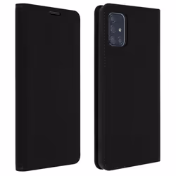 Étui pour Samsung Galaxy A51 - Cuir Véritable - Noir - Porte-cartes - Support Vidéo - Souple
