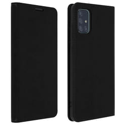 Étui pour Samsung Galaxy A51 - Cuir Véritable - Noir - Porte-cartes - Support Vidéo - Souple