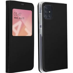 Housse pour Samsung Galaxy A71 - AVIZAR - Étui Fenêtre daffichage - Protection Intégrale - Noir - Coque Rigide