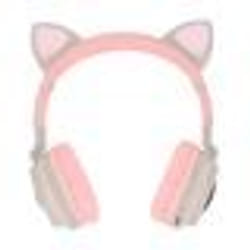 Casque Audio Bluetooth - Design Oreilles Chat - Beige - Animation lumineuse - 12h autonomie - Réduction de bruit