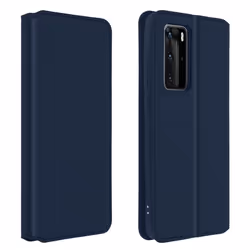 Housse - AVIZAR - Huawei P40 Pro - Étui Folio Portefeuille - Éco-cuir - Support intégré - Bleu