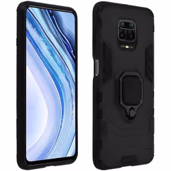 Coque Antichoc - AVIZAR - Xiaomi Redmi Note 9 Pro Max/9 Pro/9S - Bague de maintien - Noir