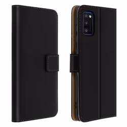 Housse pour Samsung Galaxy A41 - AVIZAR - Cuir Véritable - 2 Porte-cartes - Fonction Support - Noir
