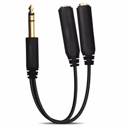 Adaptateur Jack 635mm - AVIZAR - Splitter 27cm - Noir - Plaqué or - Divise le son en 2 stéréos